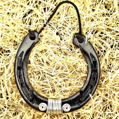 Lucky Horseshoe Keyrack - Black with Silver Spiral by Liffey Forge - Parade Handmade