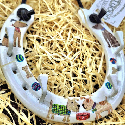 Decorated Lucky Horseshoe Keyrack for Dog Lovers by Liffey Forge - Parade Handmade