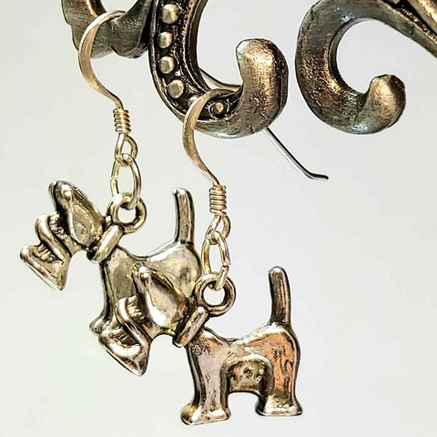 Dog Charm Earrings in Silver by Lapanda Designs - Parade Handmade