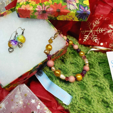 Gift Set - Headband/Neck Warmer in Lime with Matching Bracelet and Earrings - Parade Handmade Co Mayo Ireland
