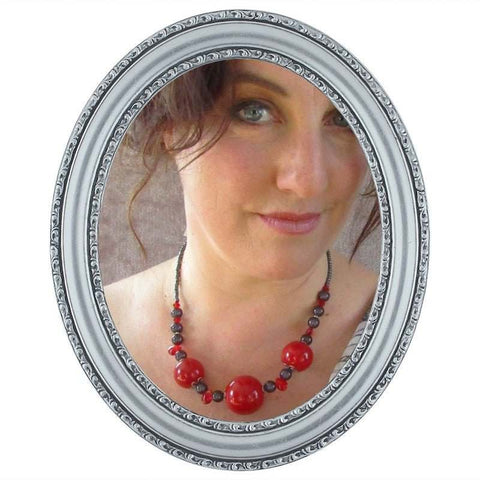 Red & Grey Statement Necklace, By Lapanda Designs - Parade Handmade