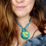 Summer Bonnet Boho Clay Pendant on Knotted 21"/54cm Chords - by Lapanda Designs - Parade Handmade Ireland