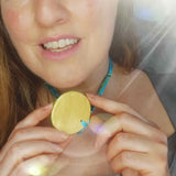 Summer Bonnet Boho Clay Pendant on Knotted 21"/54cm Chords - by Lapanda Designs - Parade Handmade Co Mayo