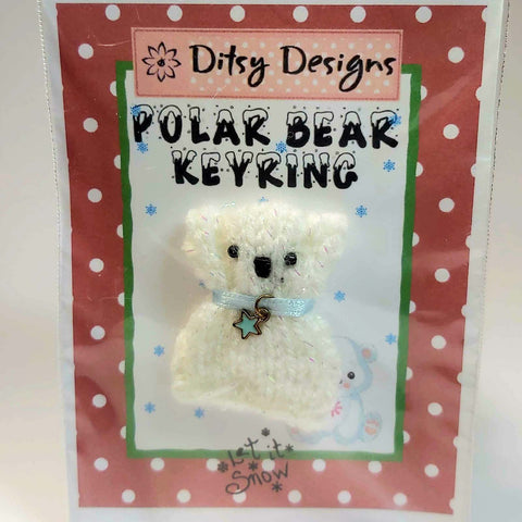 Christmas Polar Bear Brooch, 1.5" Knitted By Ditsy Designs - Parade-Handmade