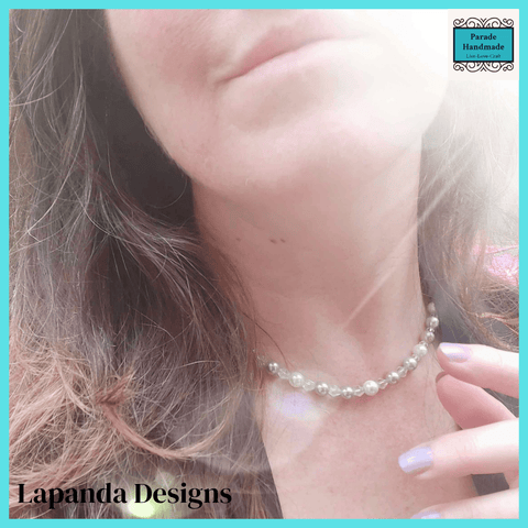 Mother Of Pearl and Crystal Necklace by Lapanda Designs - Parade Handmade
