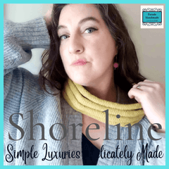 Hand knit, Cowl Scarf, Mustard and Brown, by Shoreline 