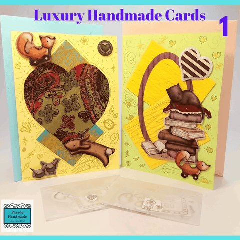 Luxury Handmade Card 2 Pack - Books and Hearts - Parade Handmade