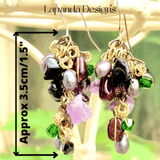 Gemstone Cluster Drop Earrings of Amethyst, Garnet, Baroque Pearl, Black Stone and Crystal by Lapanda Designs - Parade Handmade