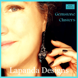 Gemstone Cluster Drop Earrings of Blue Agate, Baroque Pearl, Malachite and Crystal by Lapanda Designs - Parade Handmade