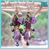 Gemstone Cluster Drop Earrings of Blue Agate, Baroque Pearl, Malachite and Crystal by Lapanda Designs - Parade Handmade