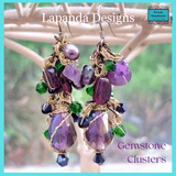 Gemstone Cluster Drop Earrings of Blue Agate, Baroque Pearl, Malachite and Crystal by Lapanda Designs - Parade Handmade