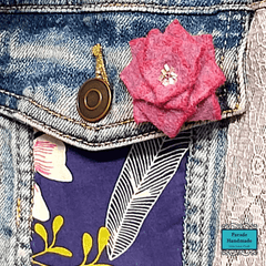 Pink Floral Brooch or Lapel Pin in Felt by Parade Handmade