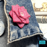 Pink Felt Floral Lapel Pin or Brooch with Beaded Detail - Wool Felt Brooch - Parade Handmade