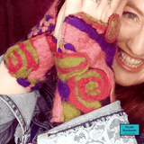 Lightweight unsymetrical psychedelic wool wrist warmers by Parade - Parade Handmade Ireland