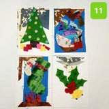 Handmade Christmas Cards - 4  Varied Colourful Designs of Recycled Scraps - 5"x7" - Parade Handmade
