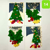 Handmade Christmas Cards - 2 Pairs of Christmas Trees and 2 of Holly from Recycled Scraps - 5"x7" - Parade Handmade