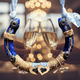 Blue Wedding Lucky Horseshoe styled with denim, lace and twine with decorative studs - Parade Handmade