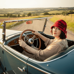Red Cloche Hat, Black Detail, Red Satin Plait, 57/58cm, By Parade.