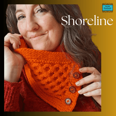 Crossover Short Aran Scarf in Vibrant Pumpkin Orange - Parade Handmade