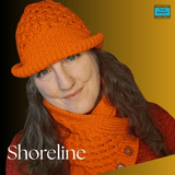 Crossover Short Aran Scarf with matcing hat in Vibrant Pumpkin Orange - Parade Handmade