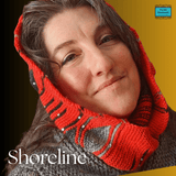 Long handknit red and black infinity scarf with organic stitch pattern and sequins from Shoreline - Parade Handmade