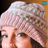 Close-up of cosy turn-up beanie in rose and cream wool blend  from Shoreline - Parade Handmade