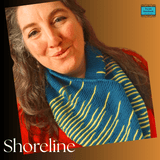 Cosy teal neck warmer with bright yellow grass-like accents from Shoreline - Parade Handmade