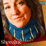 Shoreline handknit loop scarf in teal and sunshine yellow - Parade Handmade