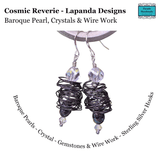 Cosmic Reverie Baroque Pearl and Clear Crystal Earrings with Wire Work - Parade Handmade