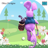 Morgan – The Golfer Mouse: A Felt Miniature Mouse Keepsake in Lilac wearing a green bolero - Parade Handmade