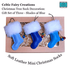 Christmas Sock Trio: Tree Decoration Boxed Set in Leather
