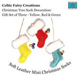 Soft Leather Christmas Sock Tree Decoration Trio Gift Set - Celtic Fairy Creations - Parade Handmade