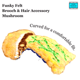 Hand Crafted Embroidered Felt Mushroom Brooch & Hair Pin Accessory - Parade Handmade
