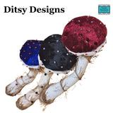 Handmade Blue Red or Black Velvet Mushroom Keepsakes – Beaded Hanging Ornaments or Pincushion by Ditsy Designs - Parade Handmade