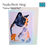 Artistic watercolour depiction of a cat by 'Nuala Brett-King' Art Card 'Feline Friend No1' - Parade Handmade