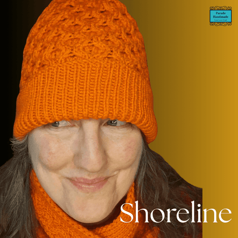 vibrant orange honeycomb aran beanie hat with turn-up - Parade Handmade