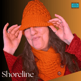 vibrant orange honeycomb aran beanie hat with turn-up - Parade Handmade
