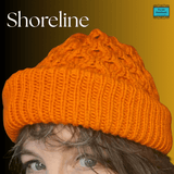 vibrant orange honeycomb aran beanie hat with turn-up - Parade Handmade