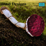 Handmade Velvet Mushroom Keepsake – Beaded Hanging Ornament or Pincushion