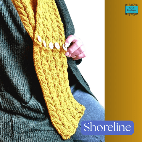 Crossover Cable Aran Scarf in Deep Mustard by Shoreline - Parade Handmade