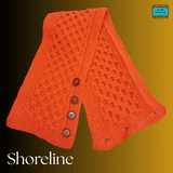 Crossover Short Aran Scarf in Vibrant Pumpkin Orange - Parade Handmade