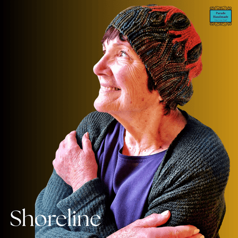 Natural Style Hand Knit Beanie Hat in Rust and Mixed Greens by Shoreline - Parade Handmade