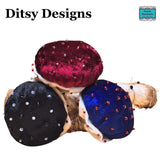 Three Handmade Velvet Mushroom Keepsakes – Beaded Hanging Ornament or Pincushion