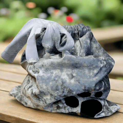 Crushed Grey Velvet with big black Paw Print Bag from Parade - Parade Handmade