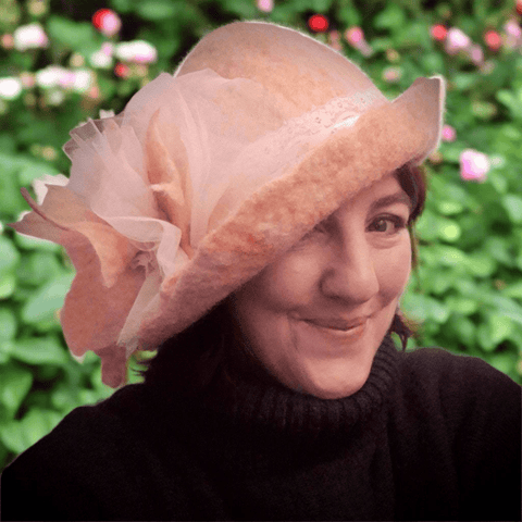 Peaches and Cream Felt Race Hat, 57cm, By Parade - Parade Handmade