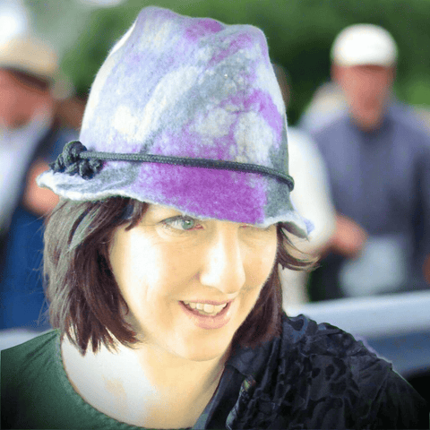 Felt Brimmed Hat.Grey, Black, Purple, Pink, 57cm, By Parade - Parade Handmade