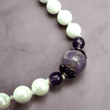 Pearl Necklace with purple Agate crystal and amethyst detail by Lapanda Designs - Parade Handmade