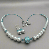 Pearl Necklace with Turquoise Crystal, by Lapanda Designs - Parade Handmade