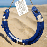 Blue Recycled Iron Horseshoe Key Rack with Silver Wire Spirals, 16.75 x 15cm, by Liffey Forge - Parade Handmade