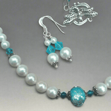 Pearl Necklace with Turquoise Crystal, by Lapanda Designs - Parade Handmade